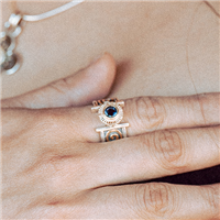 Keltie Open Ring in Sterling Borders & Base w 14K Yellow Gold Center