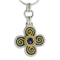 Keltie Pendant in 14K Yellow Gold Design w Sterling Silver Base