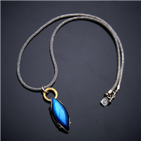 Labradorite Marquise Pendant in Two Tone