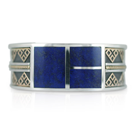 Lamego Bracelet With Inlaid Lapis  in Two Tone