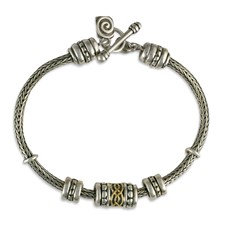 Laura Bead Bracelet in 14K Yellow Gold Design w Sterling Silver Base