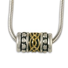 Laura Bead Pendant in 14K Yellow Gold Design w Sterling Silver Base