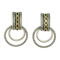 Links Cuff Earrings in 14K Yellow Gold Design w Sterling Silver Base