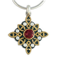 Madrigal Pendant in 14K Yellow Gold Design w Sterling Silver Base