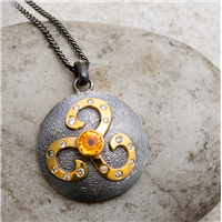 Marseille Pendant with Spessartine Garnet in Two Tone
