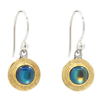 Mini Dione Earrings With Blue Moonstone in 14K Yellow Gold Design w Sterling Silver Base