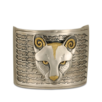 Mountain Lion Cuff Bracelet in 24K Yellow Gold & Sterling Silver