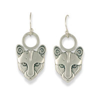 Mountain Lion Earrings Medium in Sterling Silver