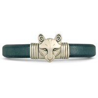 Mountain Lion Leather Bracelet Small Bracelet Sterling Silver in Sterling Silver