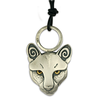 Mountain Lion with Golden Eyes in 24K Yellow Gold & Sterling Silver