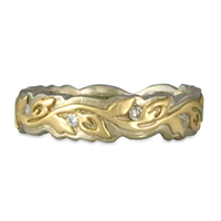 Narrow Borderless Flores Wedding Ring with Diamonds in Two Tone