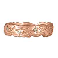 Narrow Borderless Flores Wedding Ring with Diamonds in 14K Rose Gold