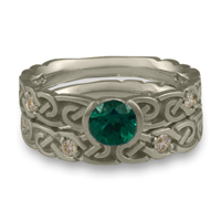 Narrow Borderless Infinity Bridal Ring Set with Gems in Emerald