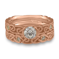 Narrow Borderless Infinity Bridal Ring Set with Gems in 14K Rose Gold