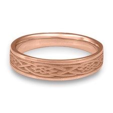 Narrow Celtic Diamond Wedding Ring in 14K Rose Gold