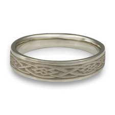 Narrow Celtic Diamond Wedding Ring in 14K White Gold