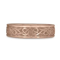 Narrow Celtic Hearts Wedding Ring in 14K Rose Gold