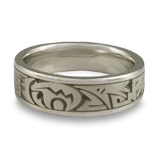 Narrow Heartline Bear Wedding Ring in Stainless Steel