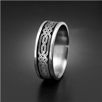 Narrow Self Bordered Persian Wedding Ring in 14K White Gold