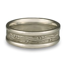 Narrow Self Bordered Starry Night Wedding Ring in Platinum