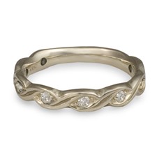 Narrow Tides Wedding Ring with Gems in 14K White Gold