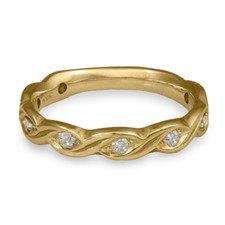 Narrow Tides Wedding Ring with Gems in 14K Yellow Gold