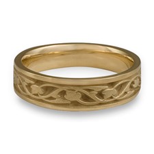 Narrow Tulips and Vines Wedding Ring in 14K Yellow Gold