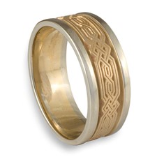 Narrow Two Tone Persian Wedding Ring in 14K White Gold Borders w 14K Yellow Gold Center