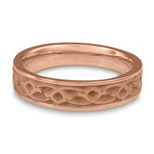 Narrow Water Lilies Wedding Ring in 14K Rose Gold