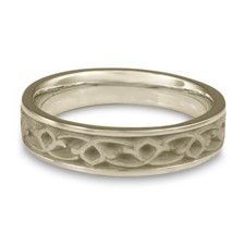 Narrow Water Lilies Wedding Ring in Platinum