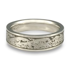 Narrow Wave Wedding Ring in Platinum