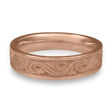 Narrow Wind and Waves Wedding Ring in 14K Rose Gold