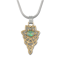 Neapolitan Pendant with Ethiopian Opal in 14K Yellow Gold Design w Sterling Silver Base