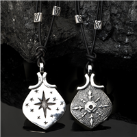 North Star Leather Pendant in Sterling Silver