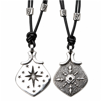 North Star Leather Pendant in Sterling Silver