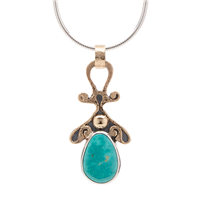 One of a Kind Bridget Turquoise Pendant in Two Tone