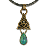 One of a Kind Ethiopian Opal Articulating Pendant in Two Tone