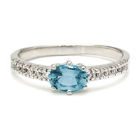One of a Kind Eva Solitaire Ring with Aquamarine in 14K White Gold