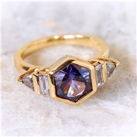 One of a Kind Hectstasy Ring with Purple Montana Sapphire in 14K Yellow Gold