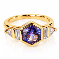 One of a Kind Hectstasy Ring with Purple Montana Sapphire in 14K Yellow Gold