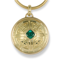 One of a Kind Key Pendant with Natural Zambian Emerald in 18K Yellow Gold