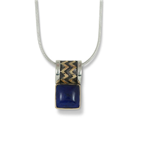 One of a Kind Lapis Zig Zag Pendant in 18K Yellow Gold