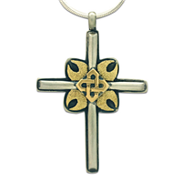 One of a Kind Magda Cross in 14K Yellow Gold Design w Sterling Silver Base