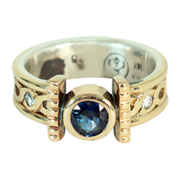 One of a Kind Open Rope Ring with Sapphire and Diamond in Two Tone