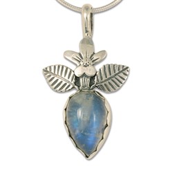 One of a Kind Penstemon Moonstone Pendant in Sterling Silver