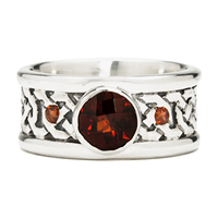 One of a Kind Shannon Ring in Sterling Silver with Garnet in Sterling Silver