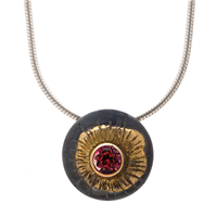 One of a Kind Solar Flare Pendant in Garnet