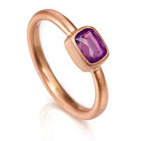 One of a Kind Solus Ring with Purple Sapphire in 14K Rose Gold