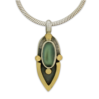 One of a Kind Tasha Blue Moonstone Pendant in 14K Yellow Gold Design w Sterling Silver Base