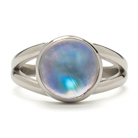 One of a Kind Verge Ring with Moonstone in 14K White Gold